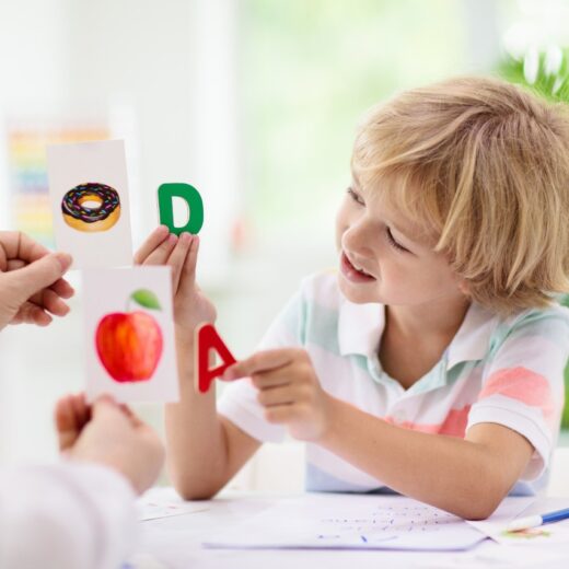 Kids learning with Alphabet letters.